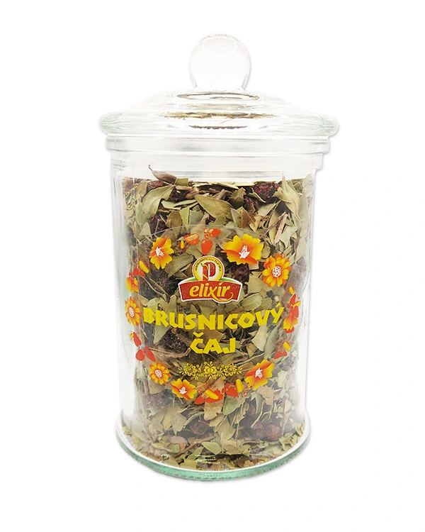 Produktové balenie Brusnicový čaj - sypaný čaj v sklenenej dóze 330ml