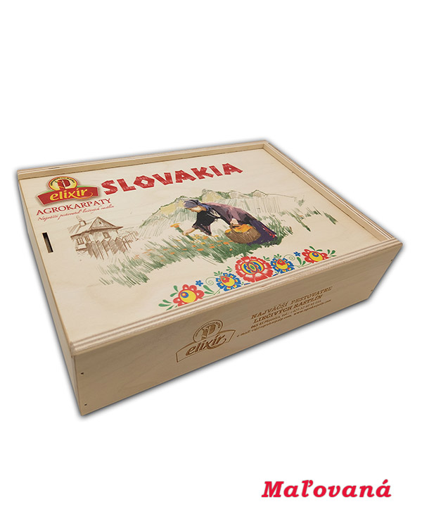 Produktové balenie Babkine bylinky - drevená čajová kazeta