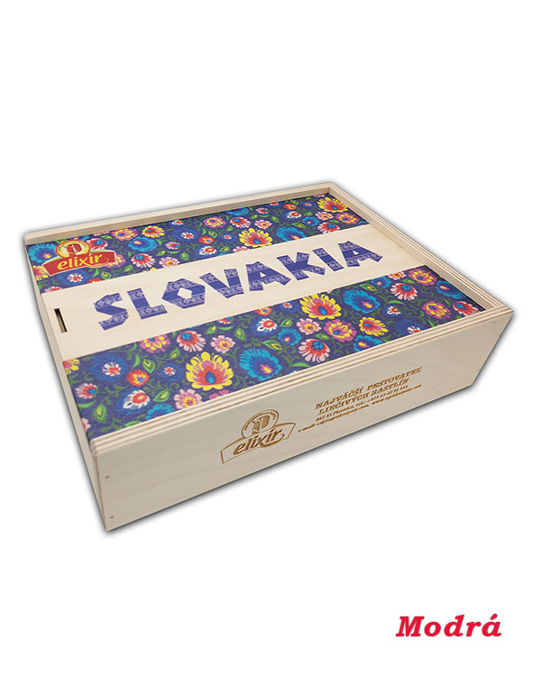 Produktové balenie Slovakia - drevená čajová kazeta modrá