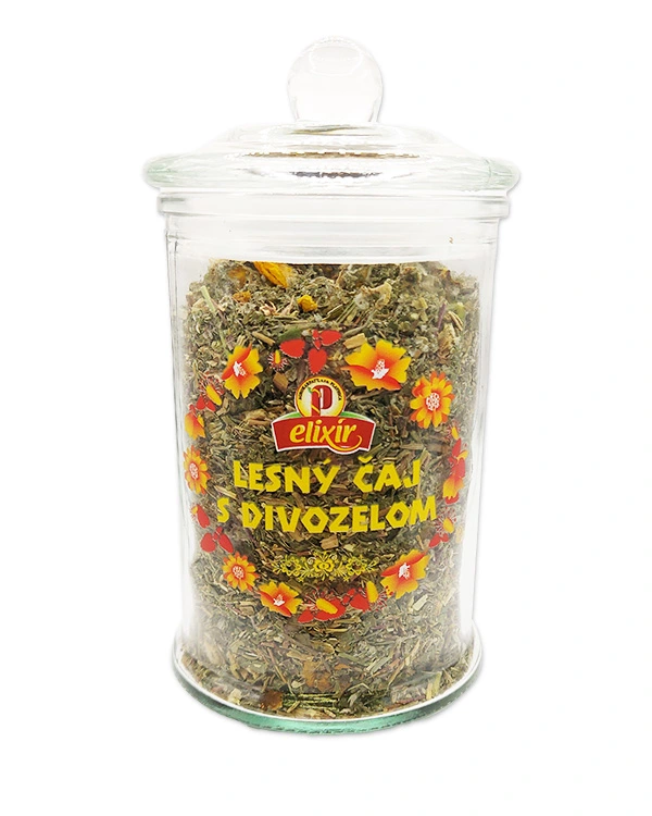 Produktové balenie Lesný čaj s divozelom - sypaný čaj v sklenenej dóze 330ml