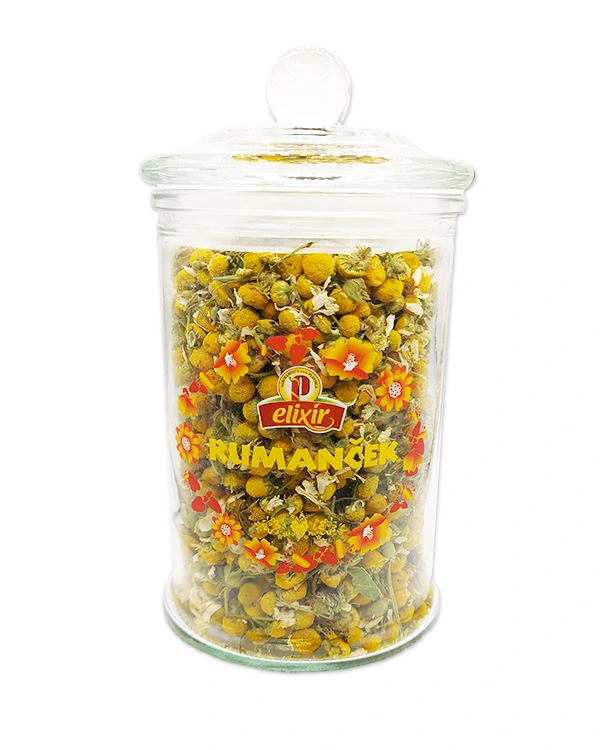 Produktové balenie Rumanček kamilkový - sypaný čaj v sklenenej dóze 330ml