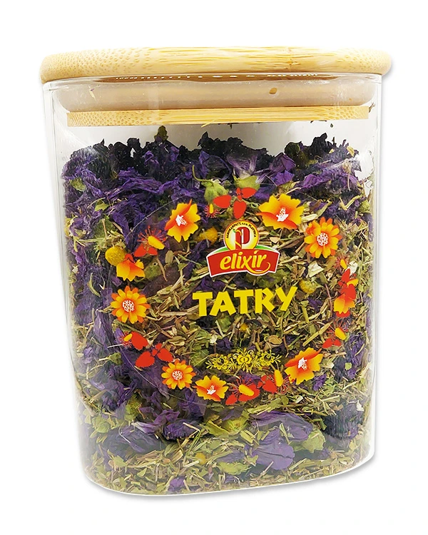 Produktové balenie Tatry - sypaný čaj v sklenenej dóze 1l